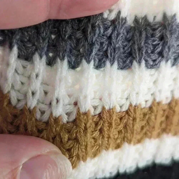 Girls Size 3T Long Cardigan Long Sleeve Stripped Crochet Sweater With Pockets - Picture 3 of 8